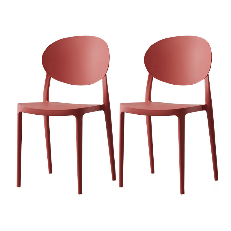 Contemporary Plastic Side Chair Open Back Kitchen Dining Room Chair Red Plastic & Acrylic 2 Piece Set Clearhalo 'Dining Chairs' 'Dining Tables & Seating' 'dining_chair' 'furn' 'furn_dining_chair' 'Furniture' 'furniture_dining_chair' 'Kitchen & Dining Furniture' 5082412