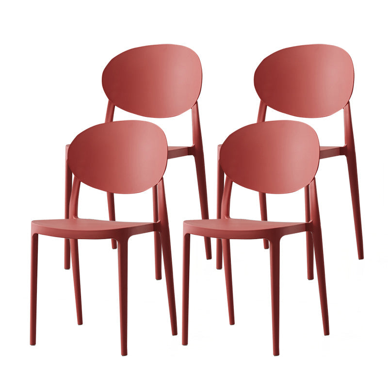 Contemporary Plastic Side Chair Open Back Kitchen Dining Room Chair Red Plastic & Acrylic 4 Piece Set Clearhalo 'Dining Chairs' 'Dining Tables & Seating' 'dining_chair' 'furn' 'furn_dining_chair' 'Furniture' 'furniture_dining_chair' 'Kitchen & Dining Furniture' 5082413