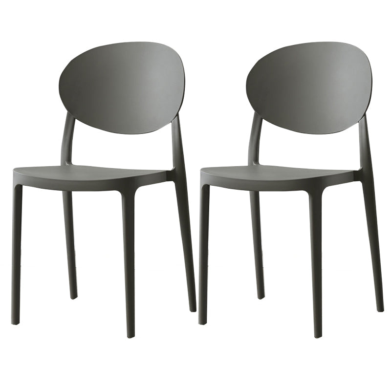 Contemporary Plastic Side Chair Open Back Kitchen Dining Room Chair Grey Plastic & Acrylic 2 Piece Set Clearhalo 'Dining Chairs' 'Dining Tables & Seating' 'dining_chair' 'furn' 'furn_dining_chair' 'Furniture' 'furniture_dining_chair' 'Kitchen & Dining Furniture' 5082414