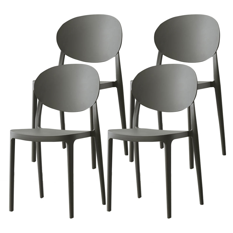 Contemporary Plastic Side Chair Open Back Kitchen Dining Room Chair Grey Plastic & Acrylic 4 Piece Set Clearhalo 'Dining Chairs' 'Dining Tables & Seating' 'dining_chair' 'furn' 'furn_dining_chair' 'Furniture' 'furniture_dining_chair' 'Kitchen & Dining Furniture' 5082415