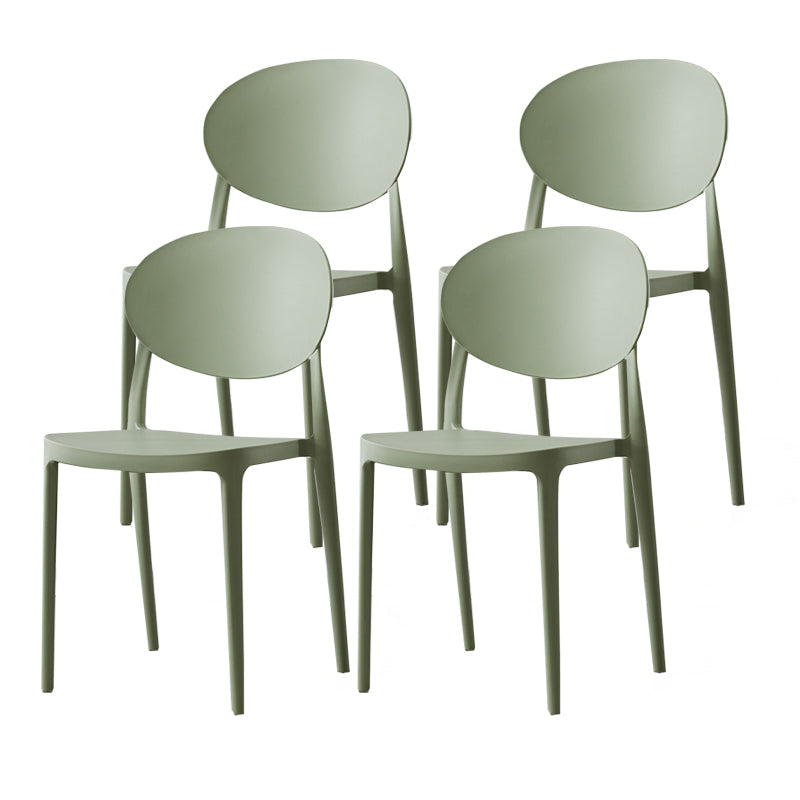 Contemporary Plastic Side Chair Open Back Kitchen Dining Room Chair Green Plastic & Acrylic 4 Piece Set Clearhalo 'Dining Chairs' 'Dining Tables & Seating' 'dining_chair' 'furn' 'furn_dining_chair' 'Furniture' 'furniture_dining_chair' 'Kitchen & Dining Furniture' 5082417