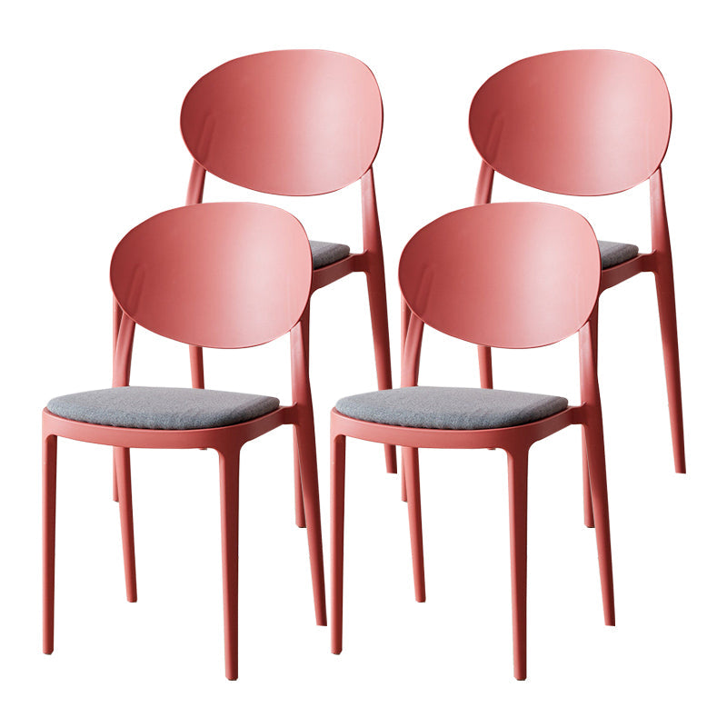 Contemporary Plastic Side Chair Open Back Kitchen Dining Room Chair Pink Fabric 4 Piece Set Clearhalo 'Dining Chairs' 'Dining Tables & Seating' 'dining_chair' 'furn' 'furn_dining_chair' 'Furniture' 'furniture_dining_chair' 'Kitchen & Dining Furniture' 5082421