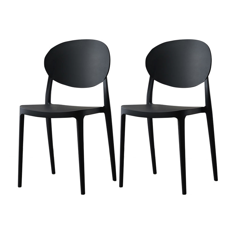 Contemporary Plastic Side Chair Open Back Kitchen Dining Room Chair Black Plastic & Acrylic 2 Piece Set Clearhalo 'Dining Chairs' 'Dining Tables & Seating' 'dining_chair' 'furn' 'furn_dining_chair' 'Furniture' 'furniture_dining_chair' 'Kitchen & Dining Furniture' 5082422
