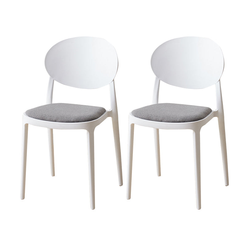 Contemporary Plastic Side Chair Open Back Kitchen Dining Room Chair White Fabric 2 Piece Set Clearhalo 'Dining Chairs' 'Dining Tables & Seating' 'dining_chair' 'furn' 'furn_dining_chair' 'Furniture' 'furniture_dining_chair' 'Kitchen & Dining Furniture' 5082424