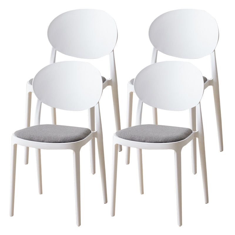 Contemporary Plastic Side Chair Open Back Kitchen Dining Room Chair White Fabric 4 Piece Set Clearhalo 'Dining Chairs' 'Dining Tables & Seating' 'dining_chair' 'furn' 'furn_dining_chair' 'Furniture' 'furniture_dining_chair' 'Kitchen & Dining Furniture' 5082425