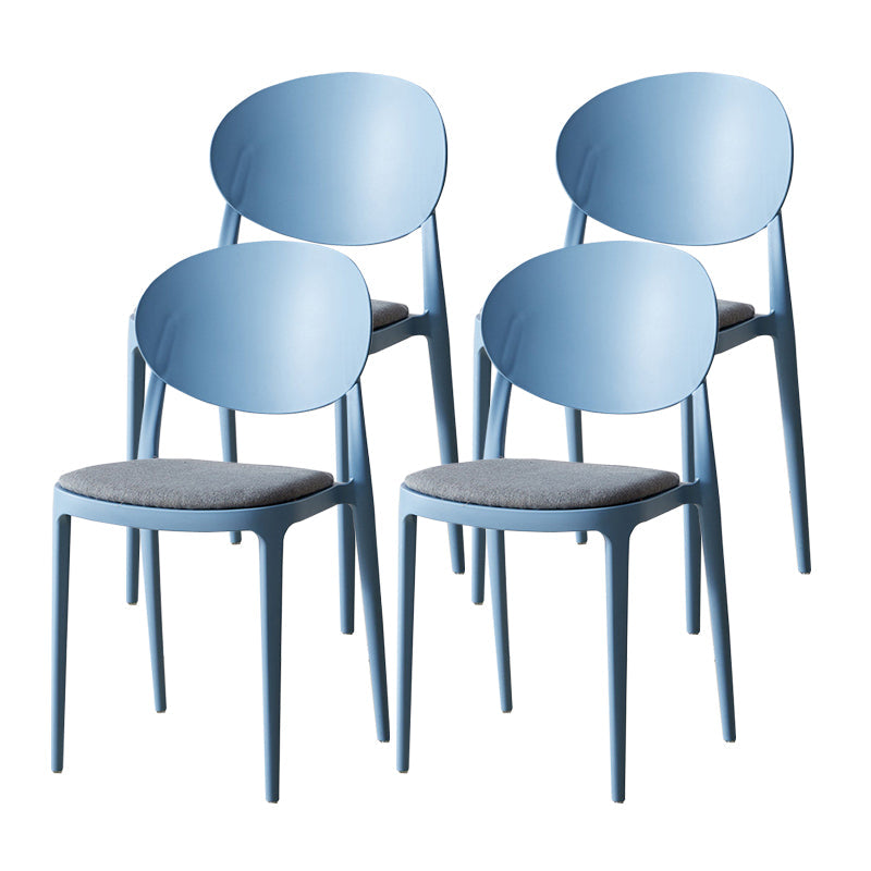 Contemporary Plastic Side Chair Open Back Kitchen Dining Room Chair Blue Fabric 4 Piece Set Clearhalo 'Dining Chairs' 'Dining Tables & Seating' 'dining_chair' 'furn' 'furn_dining_chair' 'Furniture' 'furniture_dining_chair' 'Kitchen & Dining Furniture' 5082427