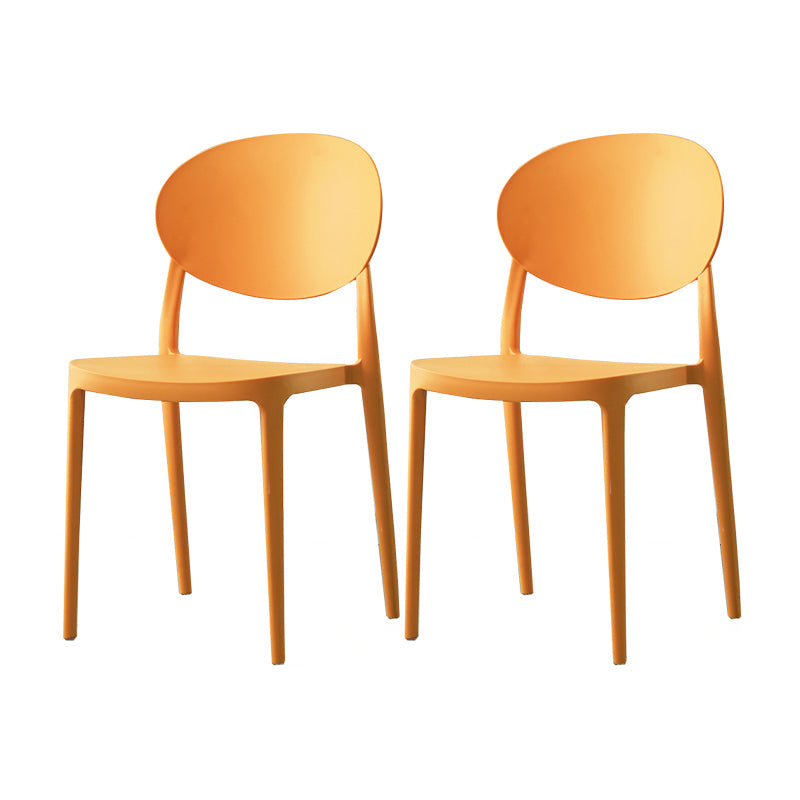 Contemporary Plastic Side Chair Open Back Kitchen Dining Room Chair Orange Plastic & Acrylic 2 Piece Set Clearhalo 'Dining Chairs' 'Dining Tables & Seating' 'dining_chair' 'furn' 'furn_dining_chair' 'Furniture' 'furniture_dining_chair' 'Kitchen & Dining Furniture' 5082428