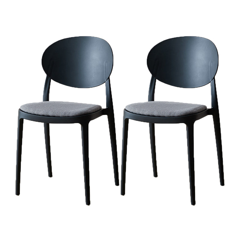 Contemporary Plastic Side Chair Open Back Kitchen Dining Room Chair Black Fabric 2 Piece Set Clearhalo 'Dining Chairs' 'Dining Tables & Seating' 'dining_chair' 'furn' 'furn_dining_chair' 'Furniture' 'furniture_dining_chair' 'Kitchen & Dining Furniture' 5082430