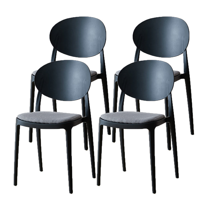 Contemporary Plastic Side Chair Open Back Kitchen Dining Room Chair Black Fabric 4 Piece Set Clearhalo 'Dining Chairs' 'Dining Tables & Seating' 'dining_chair' 'furn' 'furn_dining_chair' 'Furniture' 'furniture_dining_chair' 'Kitchen & Dining Furniture' 5082431