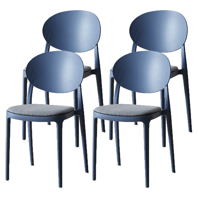 Contemporary Plastic Side Chair Open Back Kitchen Dining Room Chair Gray-Blue Fabric 4 Piece Set Clearhalo 'Dining Chairs' 'Dining Tables & Seating' 'dining_chair' 'furn' 'furn_dining_chair' 'Furniture' 'furniture_dining_chair' 'Kitchen & Dining Furniture' 5082433