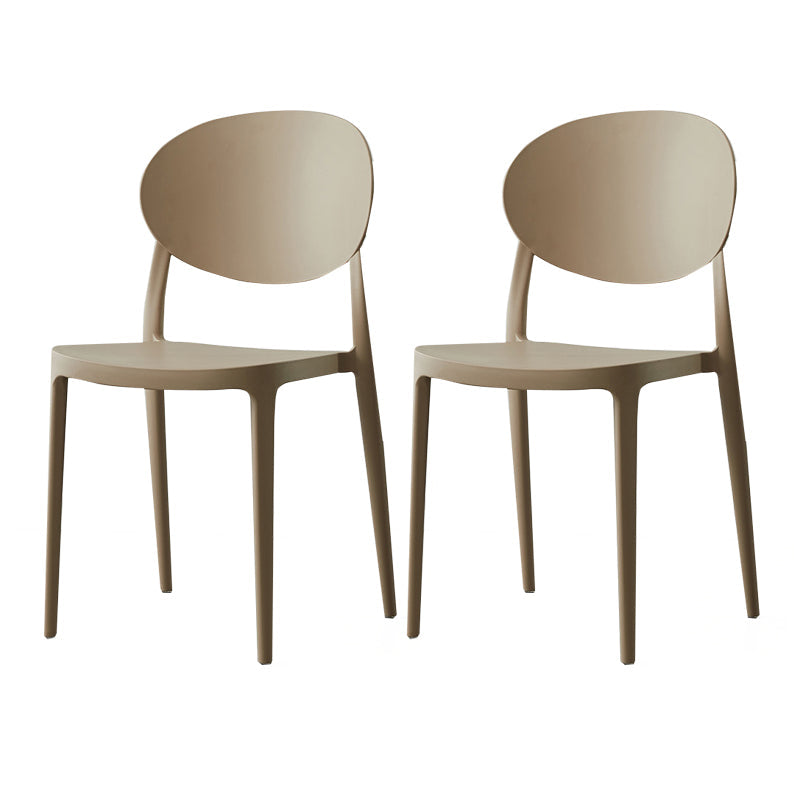 Contemporary Plastic Side Chair Open Back Kitchen Dining Room Chair Camel Plastic & Acrylic 2 Piece Set Clearhalo 'Dining Chairs' 'Dining Tables & Seating' 'dining_chair' 'furn' 'furn_dining_chair' 'Furniture' 'furniture_dining_chair' 'Kitchen & Dining Furniture' 5082434