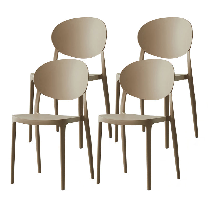 Contemporary Plastic Side Chair Open Back Kitchen Dining Room Chair Camel Plastic & Acrylic 4 Piece Set Clearhalo 'Dining Chairs' 'Dining Tables & Seating' 'dining_chair' 'furn' 'furn_dining_chair' 'Furniture' 'furniture_dining_chair' 'Kitchen & Dining Furniture' 5082435