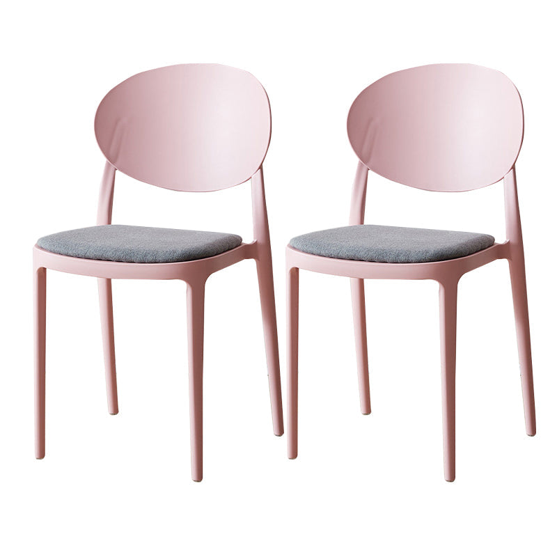 Contemporary Plastic Side Chair Open Back Kitchen Dining Room Chair Red Fabric 2 Piece Set Clearhalo 'Dining Chairs' 'Dining Tables & Seating' 'dining_chair' 'furn' 'furn_dining_chair' 'Furniture' 'furniture_dining_chair' 'Kitchen & Dining Furniture' 5082436