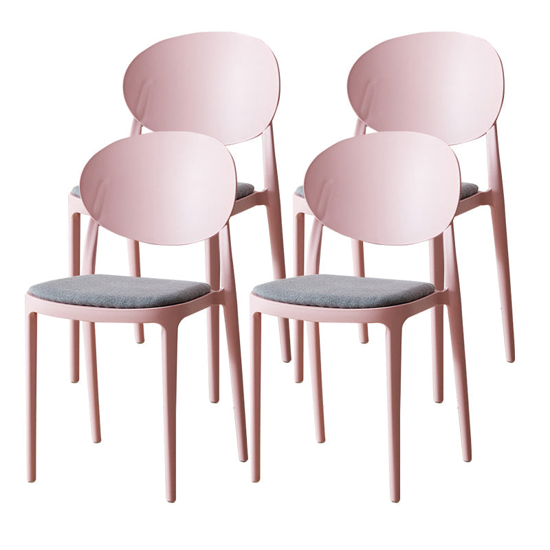 Contemporary Plastic Side Chair Open Back Kitchen Dining Room Chair Red Fabric 4 Piece Set Clearhalo 'Dining Chairs' 'Dining Tables & Seating' 'dining_chair' 'furn' 'furn_dining_chair' 'Furniture' 'furniture_dining_chair' 'Kitchen & Dining Furniture' 5082437