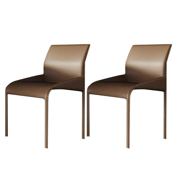 Dining Chairs Faux Leather Modern Side Chairs for Dining Room Light Coffee 2 Piece Set Clearhalo 'Dining Chairs' 'Dining Tables & Seating' 'dining_chair' 'furn' 'furn_dining_chair' 'Furniture' 'furniture_dining_chair' 'Kitchen & Dining Furniture' 5082493