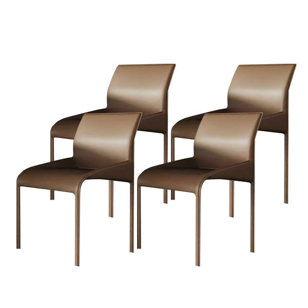 Dining Chairs Faux Leather Modern Side Chairs for Dining Room Light Coffee 4 Piece Set Clearhalo 'Dining Chairs' 'Dining Tables & Seating' 'dining_chair' 'furn' 'furn_dining_chair' 'Furniture' 'furniture_dining_chair' 'Kitchen & Dining Furniture' 5082495