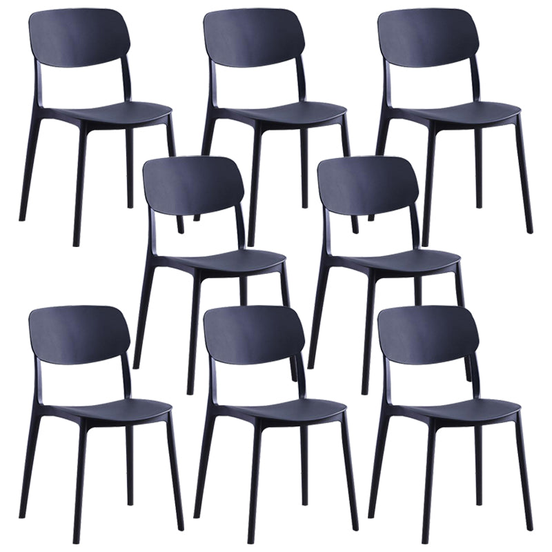 Contemporary Plastic Armless Chair Open Back Kitchen Dining Room Chair Black 8 Piece Set Clearhalo 'Dining Chairs' 'Dining Tables & Seating' 'dining_chair' 'furn' 'furn_dining_chair' 'Furniture' 'furniture_dining_chair' 'Kitchen & Dining Furniture' 5082508