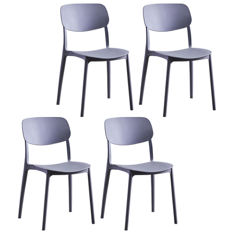 Contemporary Plastic Armless Chair Open Back Kitchen Dining Room Chair Grey 4 Piece Set Clearhalo 'Dining Chairs' 'Dining Tables & Seating' 'dining_chair' 'furn' 'furn_dining_chair' 'Furniture' 'furniture_dining_chair' 'Kitchen & Dining Furniture' 5082510