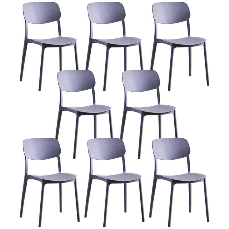 Contemporary Plastic Armless Chair Open Back Kitchen Dining Room Chair Grey 8 Piece Set Clearhalo 'Dining Chairs' 'Dining Tables & Seating' 'dining_chair' 'furn' 'furn_dining_chair' 'Furniture' 'furniture_dining_chair' 'Kitchen & Dining Furniture' 5082513