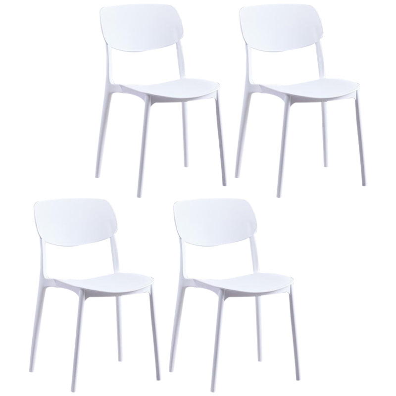 Contemporary Plastic Armless Chair Open Back Kitchen Dining Room Chair White 4 Piece Set Clearhalo 'Dining Chairs' 'Dining Tables & Seating' 'dining_chair' 'furn' 'furn_dining_chair' 'Furniture' 'furniture_dining_chair' 'Kitchen & Dining Furniture' 5082514