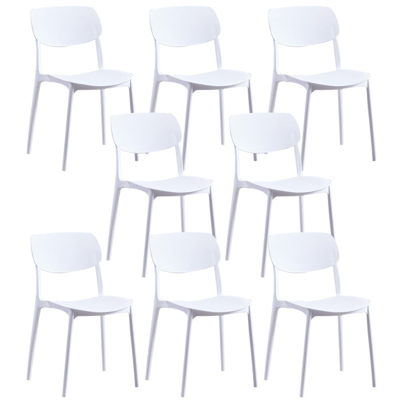 Contemporary Plastic Armless Chair Open Back Kitchen Dining Room Chair White 8 Piece Set Clearhalo 'Dining Chairs' 'Dining Tables & Seating' 'dining_chair' 'furn' 'furn_dining_chair' 'Furniture' 'furniture_dining_chair' 'Kitchen & Dining Furniture' 5082516