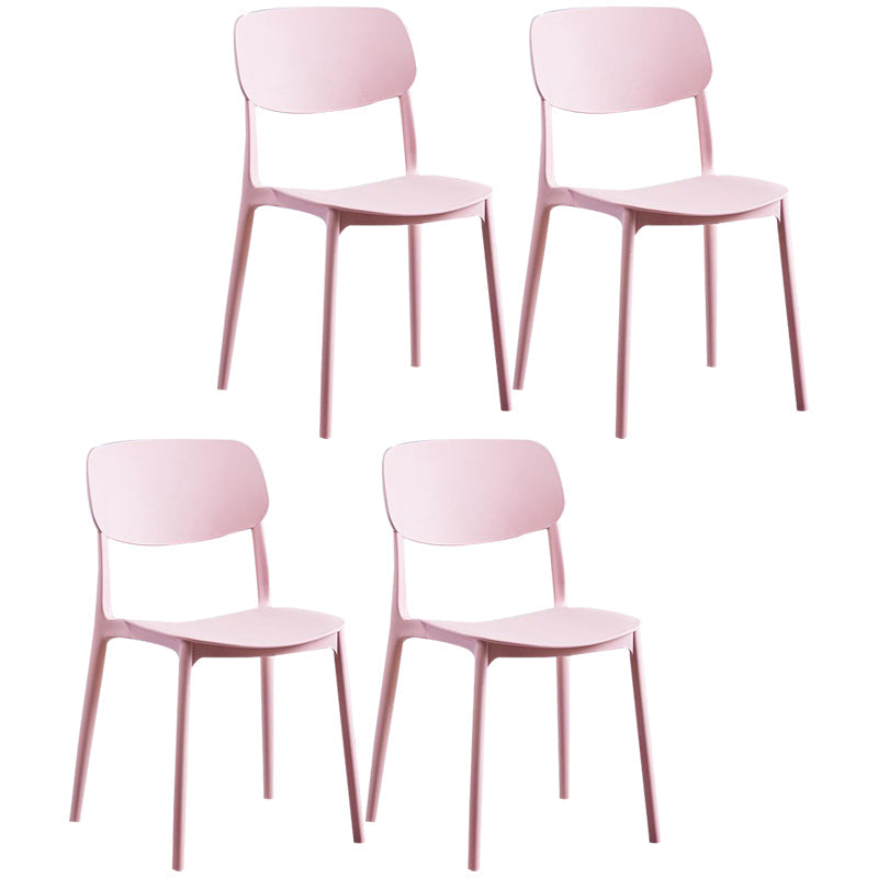 Contemporary Plastic Armless Chair Open Back Kitchen Dining Room Chair Pink 4 Piece Set Clearhalo 'Dining Chairs' 'Dining Tables & Seating' 'dining_chair' 'furn' 'furn_dining_chair' 'Furniture' 'furniture_dining_chair' 'Kitchen & Dining Furniture' 5082523