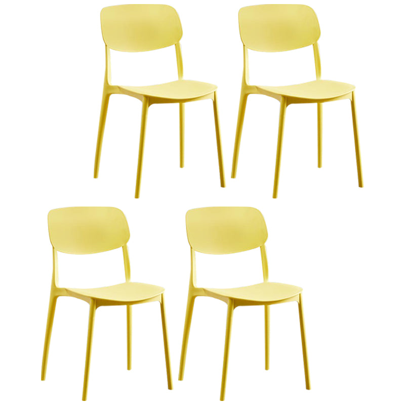 Contemporary Plastic Armless Chair Open Back Kitchen Dining Room Chair Yellow 4 Piece Set Clearhalo 'Dining Chairs' 'Dining Tables & Seating' 'dining_chair' 'furn' 'furn_dining_chair' 'Furniture' 'furniture_dining_chair' 'Kitchen & Dining Furniture' 5082525