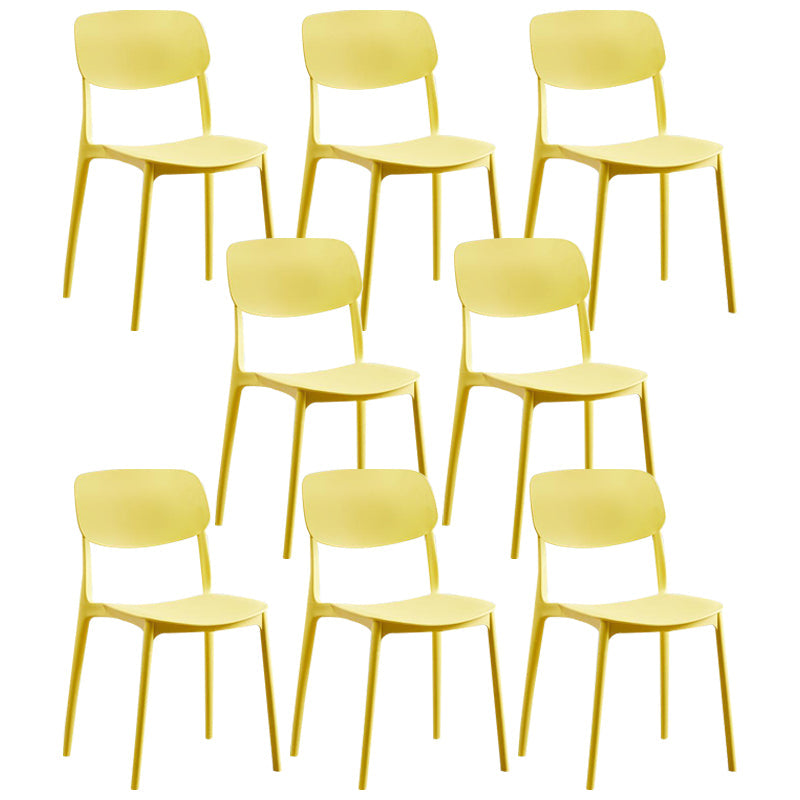 Contemporary Plastic Armless Chair Open Back Kitchen Dining Room Chair Yellow 8 Piece Set Clearhalo 'Dining Chairs' 'Dining Tables & Seating' 'dining_chair' 'furn' 'furn_dining_chair' 'Furniture' 'furniture_dining_chair' 'Kitchen & Dining Furniture' 5082526