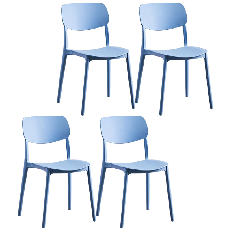 Contemporary Plastic Armless Chair Open Back Kitchen Dining Room Chair Light Blue 4 Piece Set Clearhalo 'Dining Chairs' 'Dining Tables & Seating' 'dining_chair' 'furn' 'furn_dining_chair' 'Furniture' 'furniture_dining_chair' 'Kitchen & Dining Furniture' 5082527