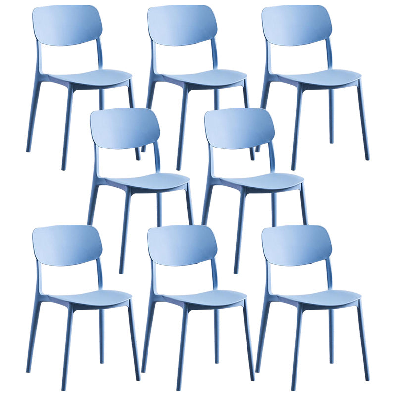 Contemporary Plastic Armless Chair Open Back Kitchen Dining Room Chair Light Blue 8 Piece Set Clearhalo 'Dining Chairs' 'Dining Tables & Seating' 'dining_chair' 'furn' 'furn_dining_chair' 'Furniture' 'furniture_dining_chair' 'Kitchen & Dining Furniture' 5082528