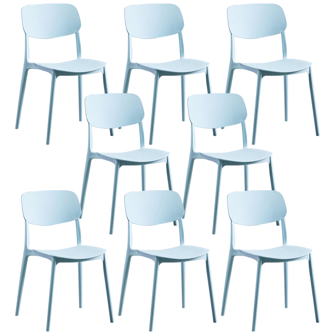 Contemporary Plastic Armless Chair Open Back Kitchen Dining Room Chair Light Green 8 Piece Set Clearhalo 'Dining Chairs' 'Dining Tables & Seating' 'dining_chair' 'furn' 'furn_dining_chair' 'Furniture' 'furniture_dining_chair' 'Kitchen & Dining Furniture' 5082530