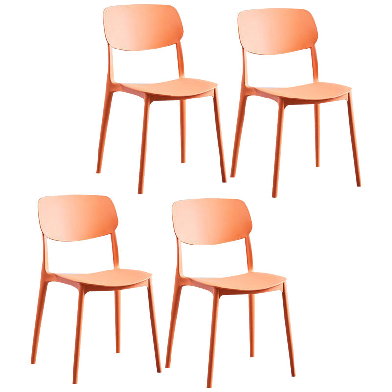 Contemporary Plastic Armless Chair Open Back Kitchen Dining Room Chair Orange 4 Piece Set Clearhalo 'Dining Chairs' 'Dining Tables & Seating' 'dining_chair' 'furn' 'furn_dining_chair' 'Furniture' 'furniture_dining_chair' 'Kitchen & Dining Furniture' 5082531
