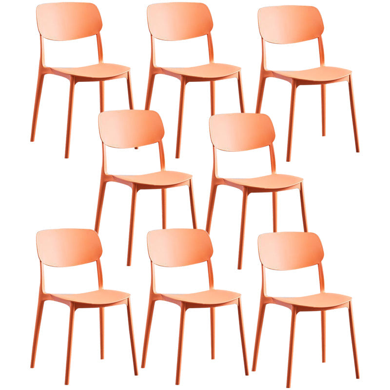 Contemporary Plastic Armless Chair Open Back Kitchen Dining Room Chair Orange 8 Piece Set Clearhalo 'Dining Chairs' 'Dining Tables & Seating' 'dining_chair' 'furn' 'furn_dining_chair' 'Furniture' 'furniture_dining_chair' 'Kitchen & Dining Furniture' 5082532
