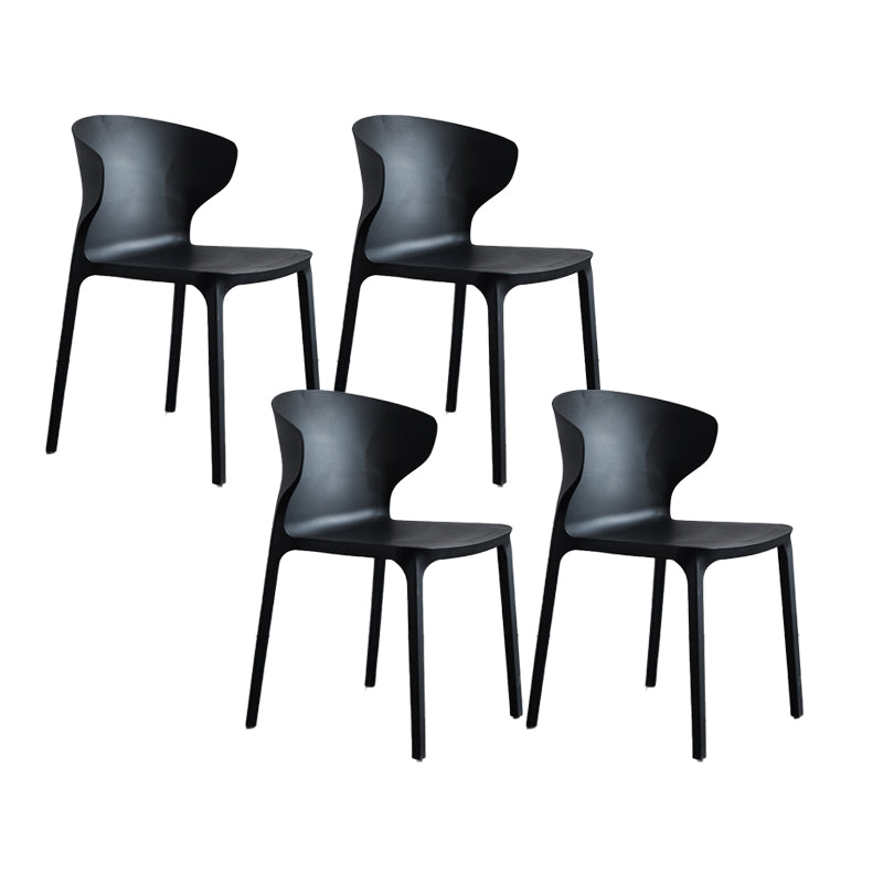 Contemporary Plastic Side Chair Wingback Kitchen Dining Room Chair Black 4 Piece Set Clearhalo 'Dining Chairs' 'Dining Tables & Seating' 'dining_chair' 'furn' 'furn_dining_chair' 'Furniture' 'furniture_dining_chair' 'Kitchen & Dining Furniture' 5082567