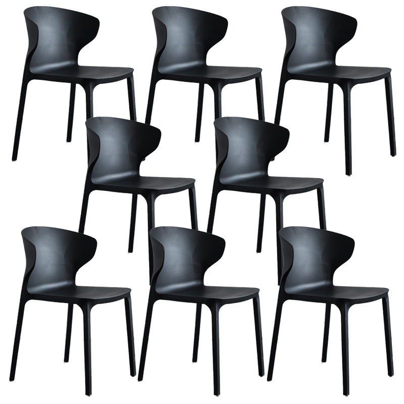 Contemporary Plastic Side Chair Wingback Kitchen Dining Room Chair Black 8 Piece Set Clearhalo 'Dining Chairs' 'Dining Tables & Seating' 'dining_chair' 'furn' 'furn_dining_chair' 'Furniture' 'furniture_dining_chair' 'Kitchen & Dining Furniture' 5082568