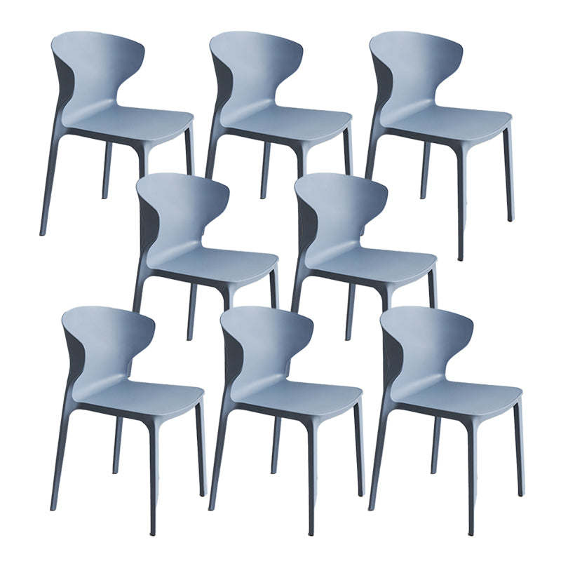 Contemporary Plastic Side Chair Wingback Kitchen Dining Room Chair Dark Gray 8 Piece Set Clearhalo 'Dining Chairs' 'Dining Tables & Seating' 'dining_chair' 'furn' 'furn_dining_chair' 'Furniture' 'furniture_dining_chair' 'Kitchen & Dining Furniture' 5082572
