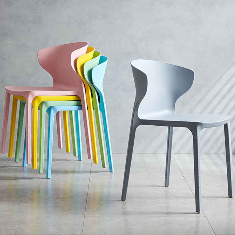 Contemporary Plastic Side Chair Wingback Kitchen Dining Room Chair Clearhalo 'Dining Chairs' 'Dining Tables & Seating' 'dining_chair' 'furn' 'furn_dining_chair' 'Furniture' 'furniture_dining_chair' 'Kitchen & Dining Furniture' 5082573