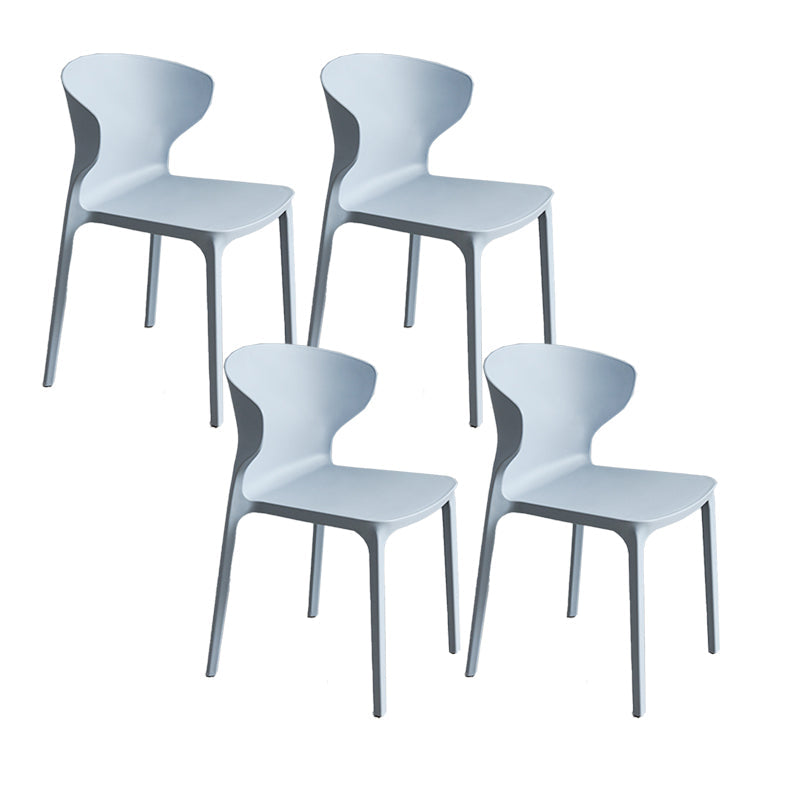 Contemporary Plastic Side Chair Wingback Kitchen Dining Room Chair Light Gray 4 Piece Set Clearhalo 'Dining Chairs' 'Dining Tables & Seating' 'dining_chair' 'furn' 'furn_dining_chair' 'Furniture' 'furniture_dining_chair' 'Kitchen & Dining Furniture' 5082575