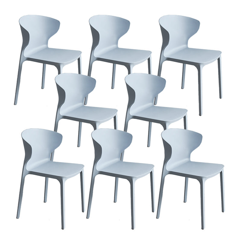 Contemporary Plastic Side Chair Wingback Kitchen Dining Room Chair Light Gray 8 Piece Set Clearhalo 'Dining Chairs' 'Dining Tables & Seating' 'dining_chair' 'furn' 'furn_dining_chair' 'Furniture' 'furniture_dining_chair' 'Kitchen & Dining Furniture' 5082576