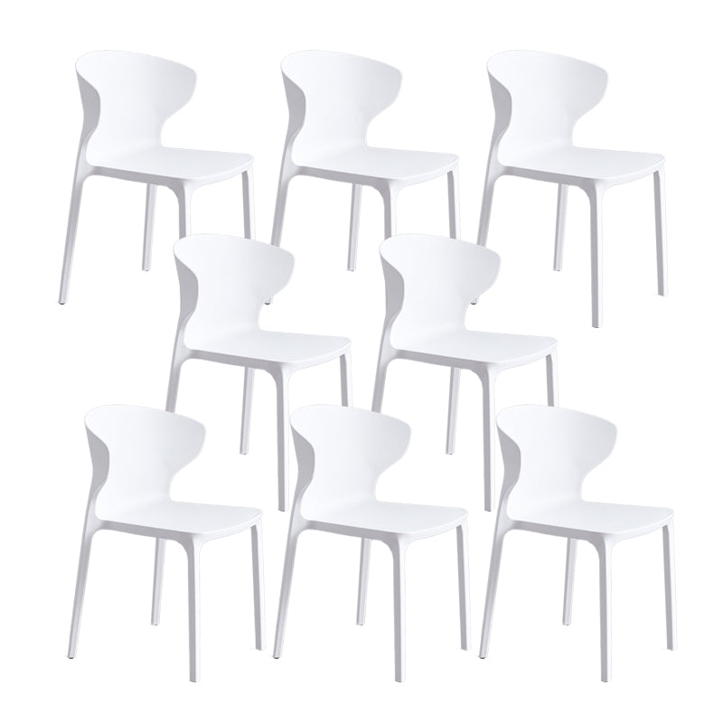 Contemporary Plastic Side Chair Wingback Kitchen Dining Room Chair White 8 Piece Set Clearhalo 'Dining Chairs' 'Dining Tables & Seating' 'dining_chair' 'furn' 'furn_dining_chair' 'Furniture' 'furniture_dining_chair' 'Kitchen & Dining Furniture' 5082580