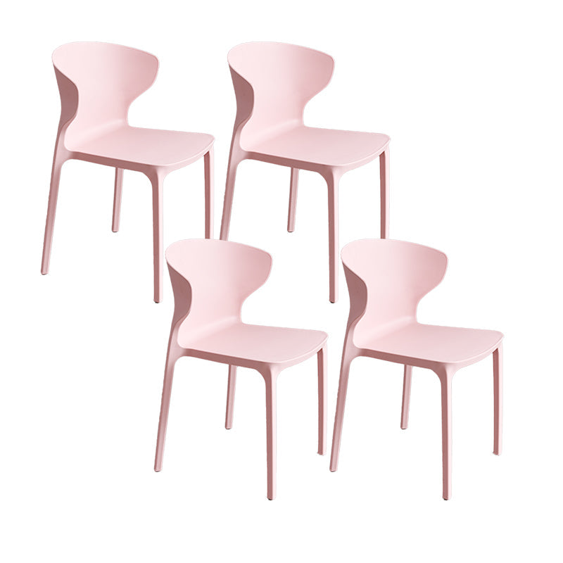 Contemporary Plastic Side Chair Wingback Kitchen Dining Room Chair Pink 4 Piece Set Clearhalo 'Dining Chairs' 'Dining Tables & Seating' 'dining_chair' 'furn' 'furn_dining_chair' 'Furniture' 'furniture_dining_chair' 'Kitchen & Dining Furniture' 5082582