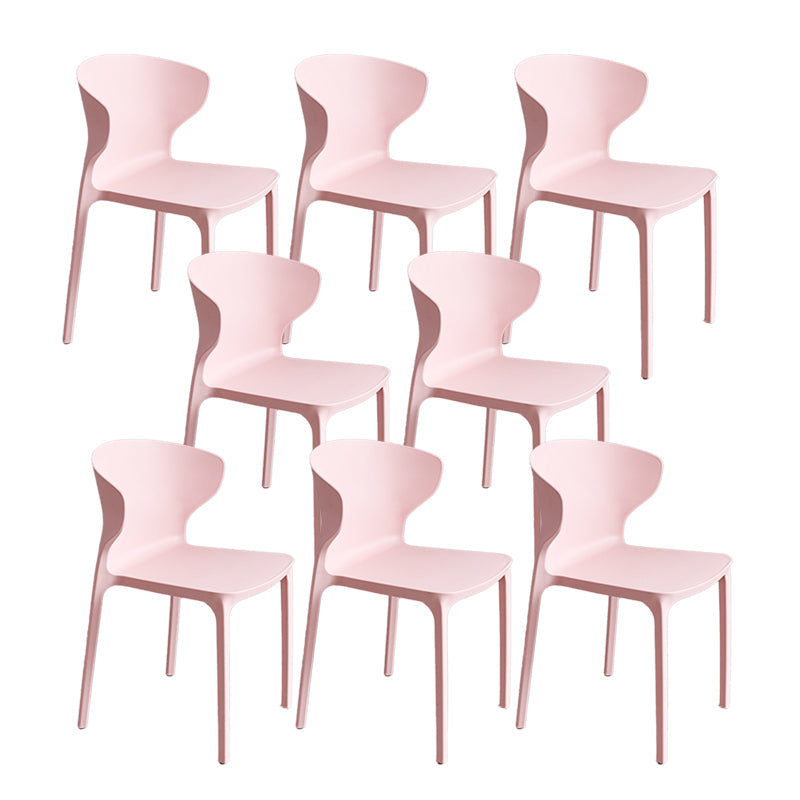 Contemporary Plastic Side Chair Wingback Kitchen Dining Room Chair Pink 8 Piece Set Clearhalo 'Dining Chairs' 'Dining Tables & Seating' 'dining_chair' 'furn' 'furn_dining_chair' 'Furniture' 'furniture_dining_chair' 'Kitchen & Dining Furniture' 5082584