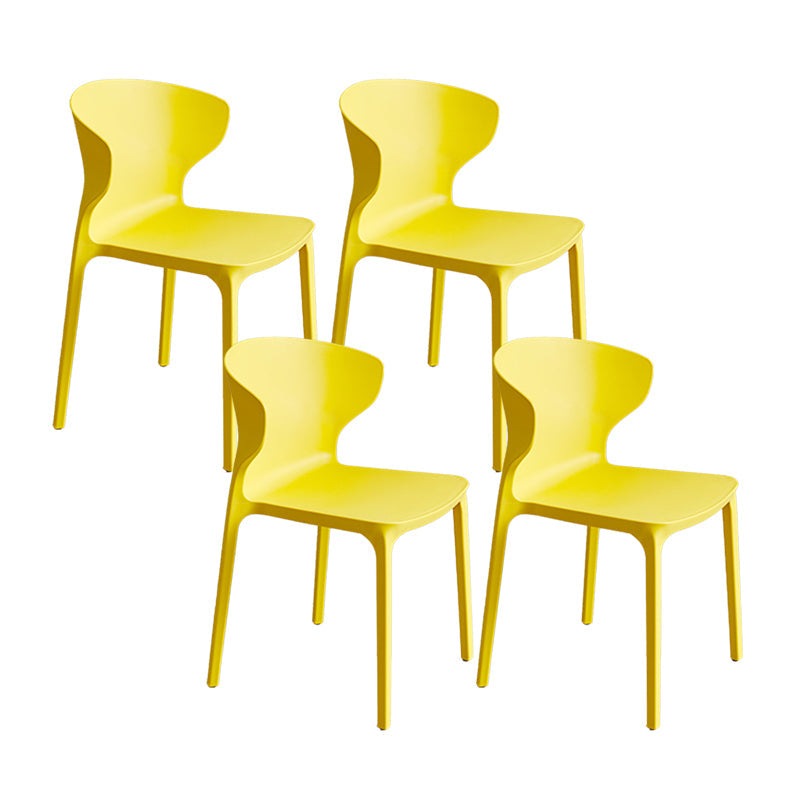 Contemporary Plastic Side Chair Wingback Kitchen Dining Room Chair Yellow 4 Piece Set Clearhalo 'Dining Chairs' 'Dining Tables & Seating' 'dining_chair' 'furn' 'furn_dining_chair' 'Furniture' 'furniture_dining_chair' 'Kitchen & Dining Furniture' 5082587