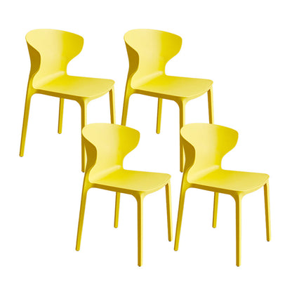 Contemporary Plastic Side Chair Wingback Kitchen Dining Room Chair Yellow 4 Piece Set Clearhalo 'Dining Chairs' 'Dining Tables & Seating' 'dining_chair' 'furn' 'furn_dining_chair' 'Furniture' 'furniture_dining_chair' 'Kitchen & Dining Furniture' 5082587