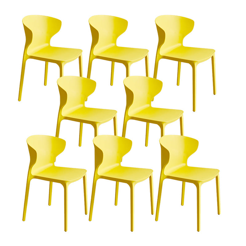 Contemporary Plastic Side Chair Wingback Kitchen Dining Room Chair Yellow 8 Piece Set Clearhalo 'Dining Chairs' 'Dining Tables & Seating' 'dining_chair' 'furn' 'furn_dining_chair' 'Furniture' 'furniture_dining_chair' 'Kitchen & Dining Furniture' 5082588