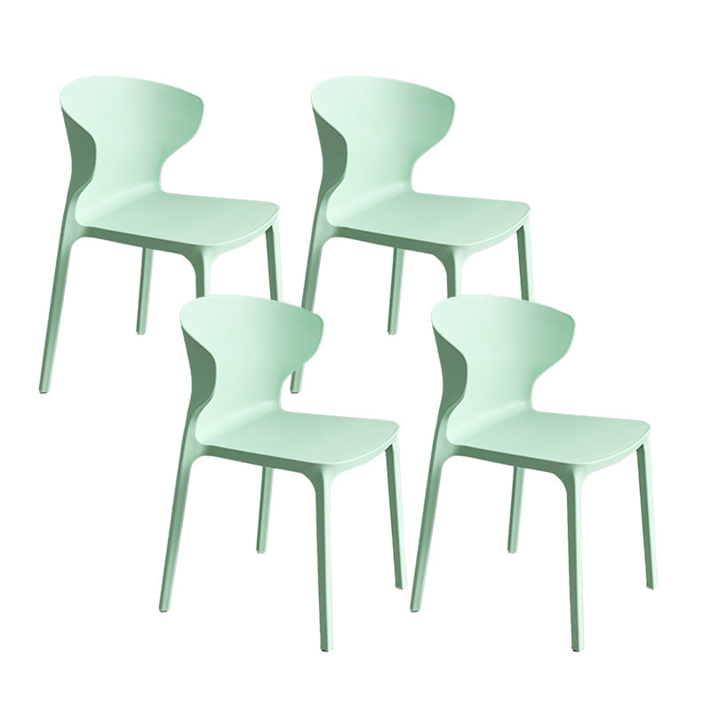 Contemporary Plastic Side Chair Wingback Kitchen Dining Room Chair Green 4 Piece Set Clearhalo 'Dining Chairs' 'Dining Tables & Seating' 'dining_chair' 'furn' 'furn_dining_chair' 'Furniture' 'furniture_dining_chair' 'Kitchen & Dining Furniture' 5082597