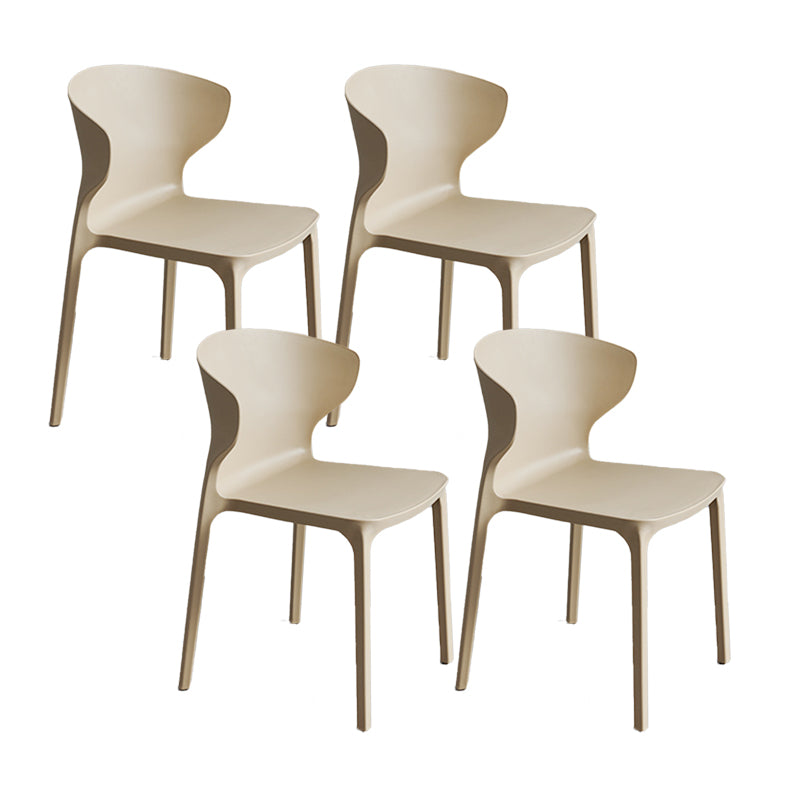 Contemporary Plastic Side Chair Wingback Kitchen Dining Room Chair Khaki 4 Piece Set Clearhalo 'Dining Chairs' 'Dining Tables & Seating' 'dining_chair' 'furn' 'furn_dining_chair' 'Furniture' 'furniture_dining_chair' 'Kitchen & Dining Furniture' 5082599