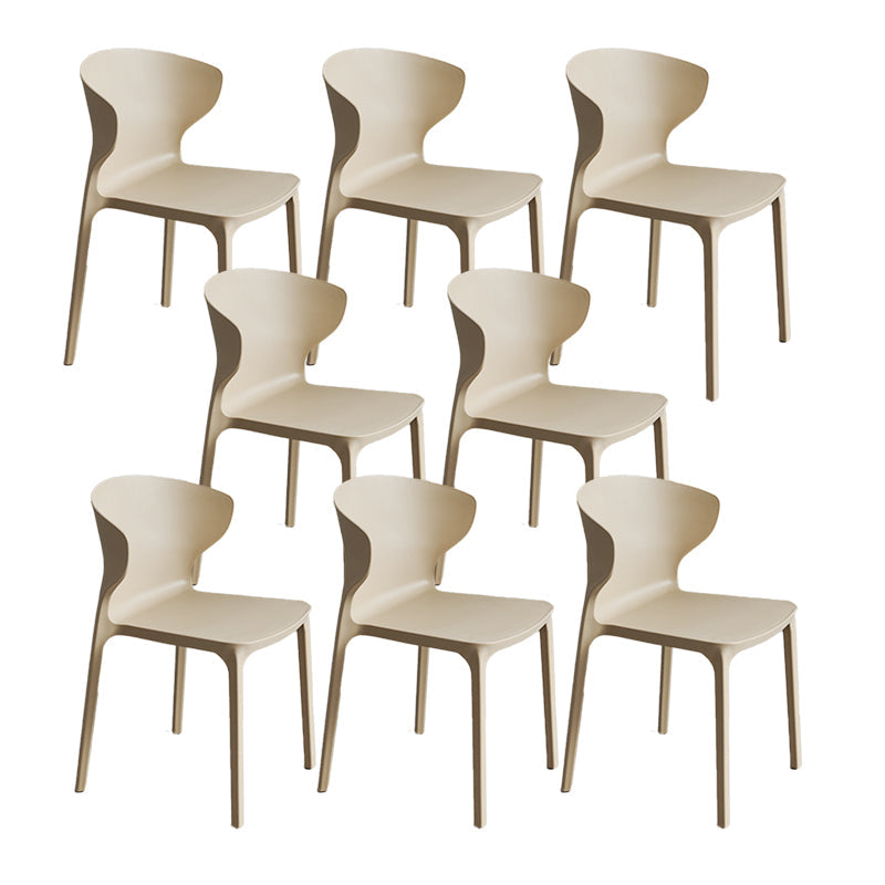 Contemporary Plastic Side Chair Wingback Kitchen Dining Room Chair Khaki 8 Piece Set Clearhalo 'Dining Chairs' 'Dining Tables & Seating' 'dining_chair' 'furn' 'furn_dining_chair' 'Furniture' 'furniture_dining_chair' 'Kitchen & Dining Furniture' 5082600