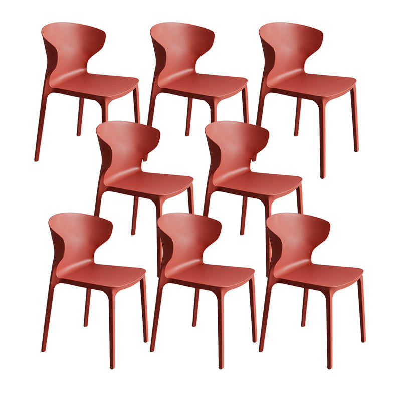 Contemporary Plastic Side Chair Wingback Kitchen Dining Room Chair Burgundy 8 Piece Set Clearhalo 'Dining Chairs' 'Dining Tables & Seating' 'dining_chair' 'furn' 'furn_dining_chair' 'Furniture' 'furniture_dining_chair' 'Kitchen & Dining Furniture' 5082602