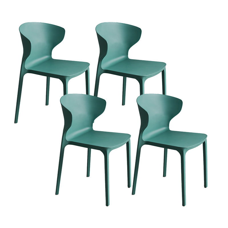Contemporary Plastic Side Chair Wingback Kitchen Dining Room Chair Blackish Green 4 Piece Set Clearhalo 'Dining Chairs' 'Dining Tables & Seating' 'dining_chair' 'furn' 'furn_dining_chair' 'Furniture' 'furniture_dining_chair' 'Kitchen & Dining Furniture' 5082605